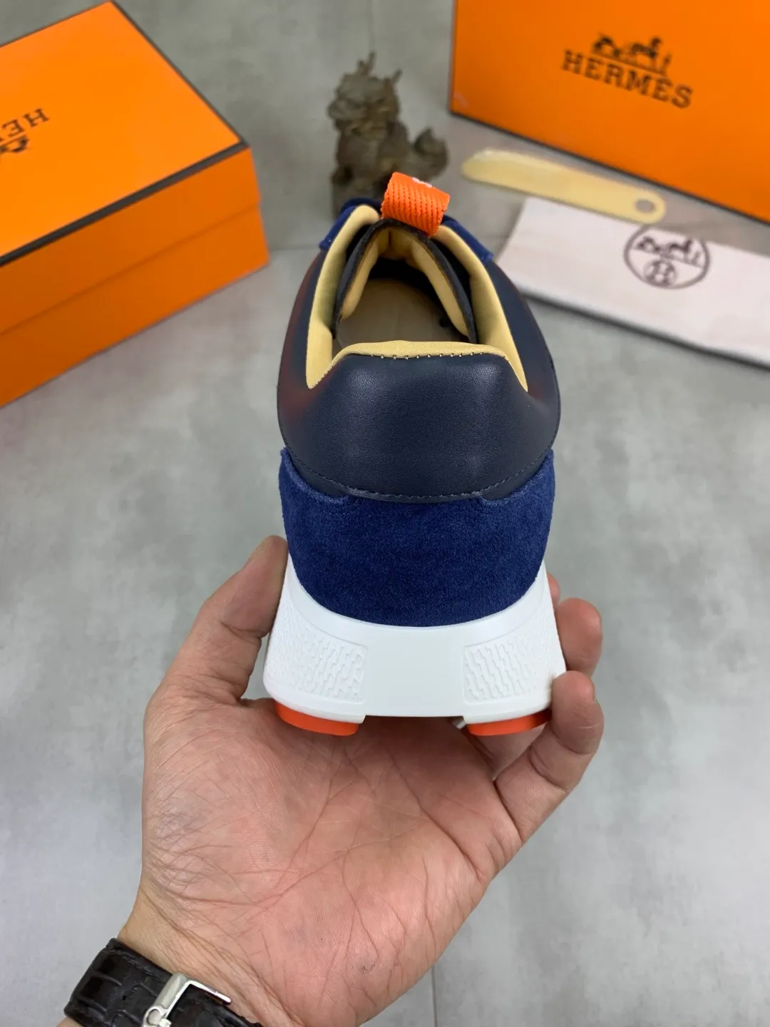 Men's shoes 💰P460 new style [HERMES] Hermès - High-end quality original order - Upper: 🔝 Napa calfskin, sewn brand 'H' totem - Inner: water-dyed cowhide - Outsole: ultra-light TPU foam; molded outsole - Ultra-high quality control·Fine workmanship: highlighted (high-end·luxury·grade) -Size: 38-44 (45 can be customized)·